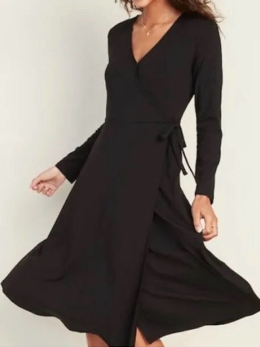 NWT Old Navy Black Wrap-Style Long Sleeve Dress Size M
